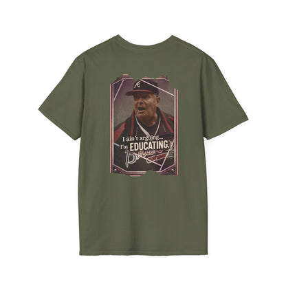 Baseball Coach Quote T-Shirt — “I Ain’t Arguing, I’m Educating” Graphic Tee