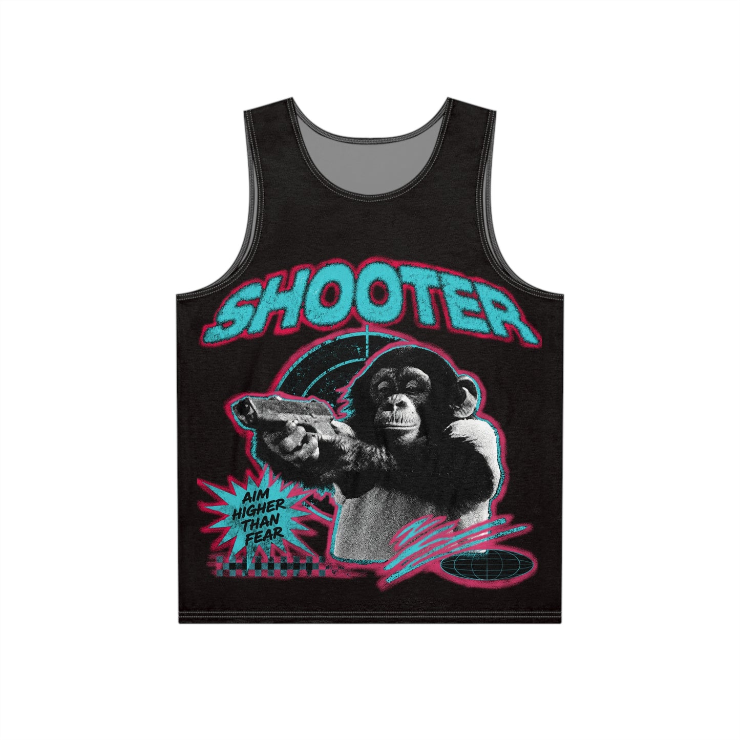 Retro Skate Punk Tank Top — Neon Gorilla "Monster" Graphic