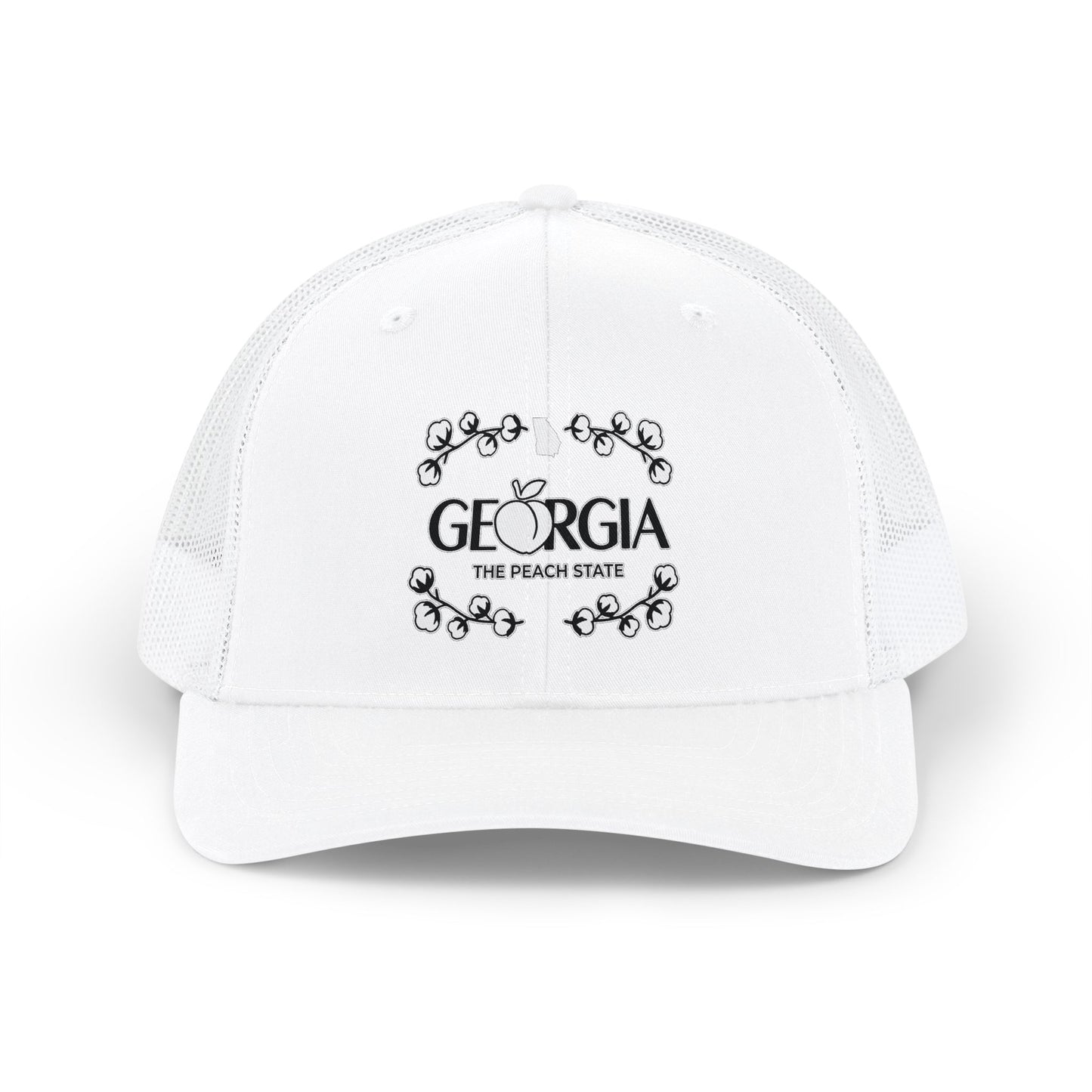 Georgia Peach State snapback, trucker cap | floral script design