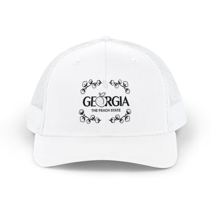 Georgia Peach State snapback, trucker cap | floral script design