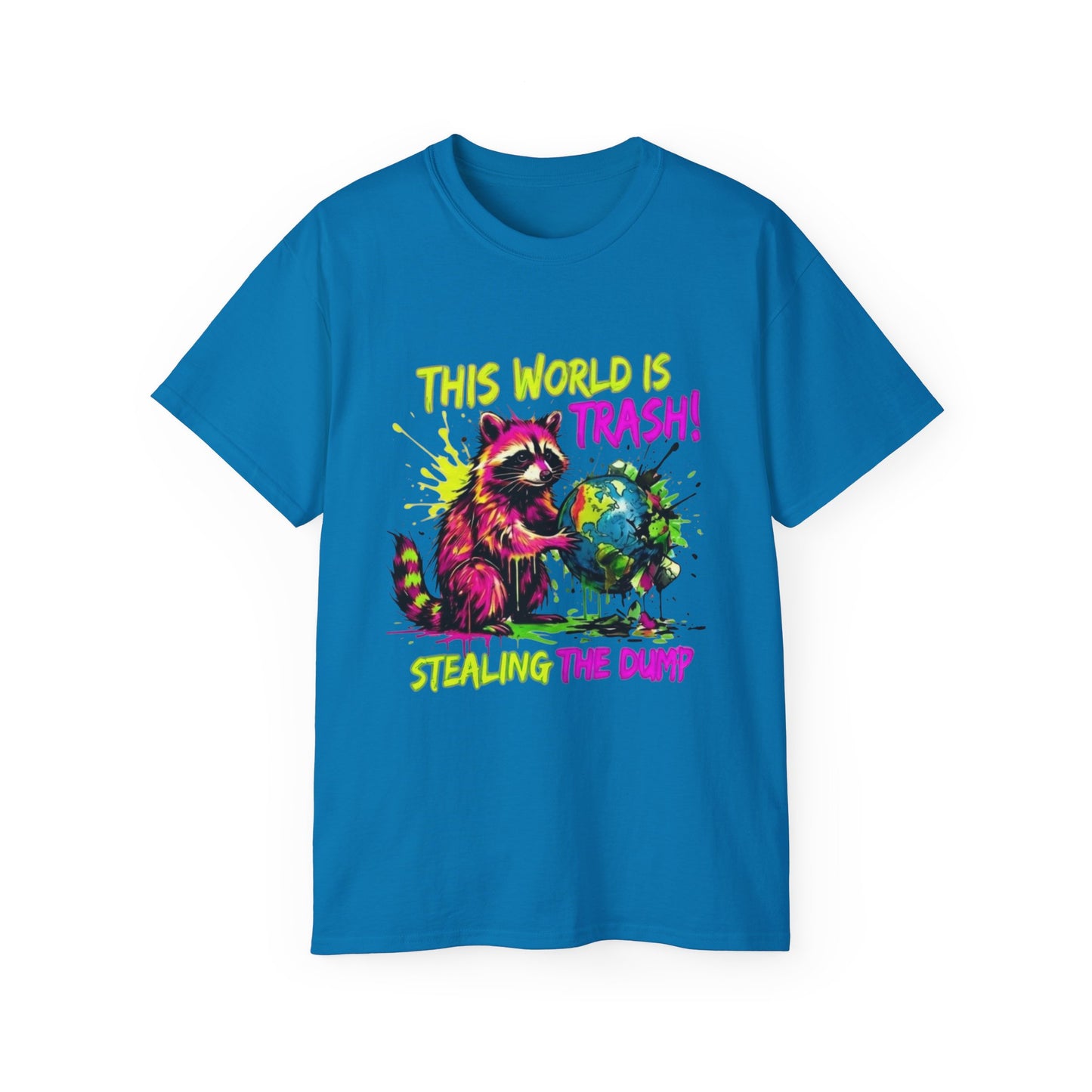 Raccoon Stealing the World Tee — 'Stealing the World' Graphic T-Shirt