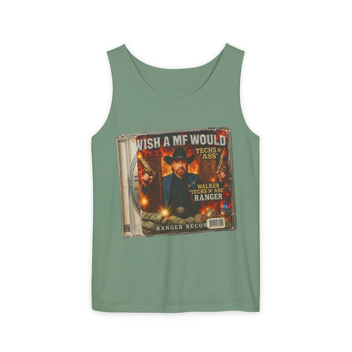 Chuck Norris Mixtape Cover Tank Top — Funny Retro Rap Design