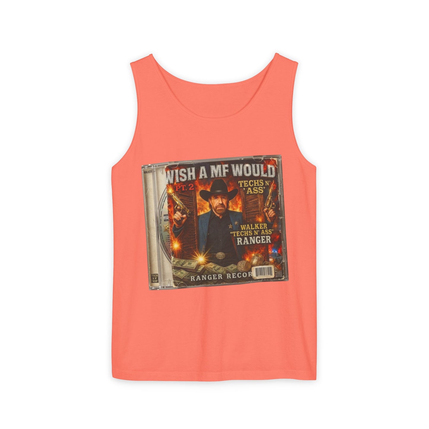 Chuck Norris Mixtape Cover Tank Top — Funny Retro Rap Design