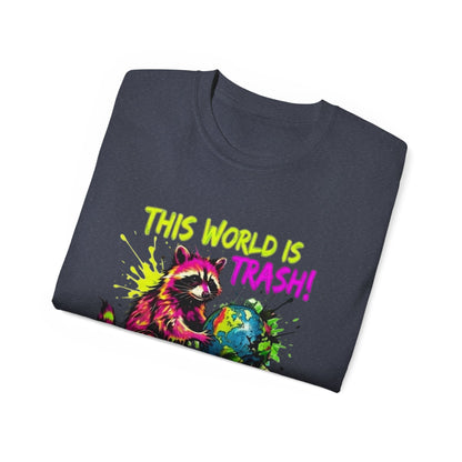 Raccoon Stealing the World Tee — 'Stealing the World' Graphic T-Shirt