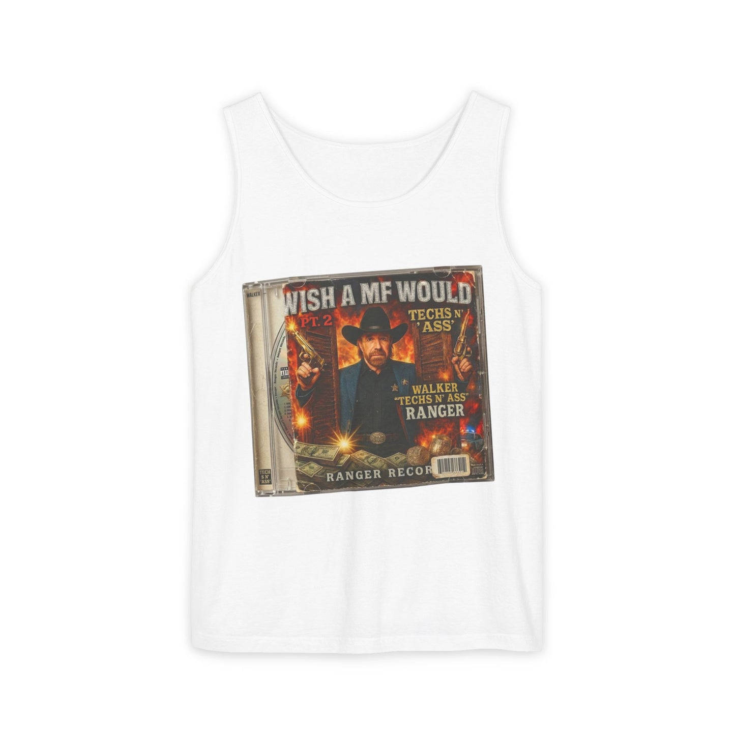 Chuck Norris Mixtape Cover Tank Top — Funny Retro Rap Design