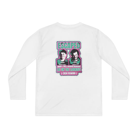 Youth Long Sleeve Tee — "Escaped" Retro Wanted Poster Design