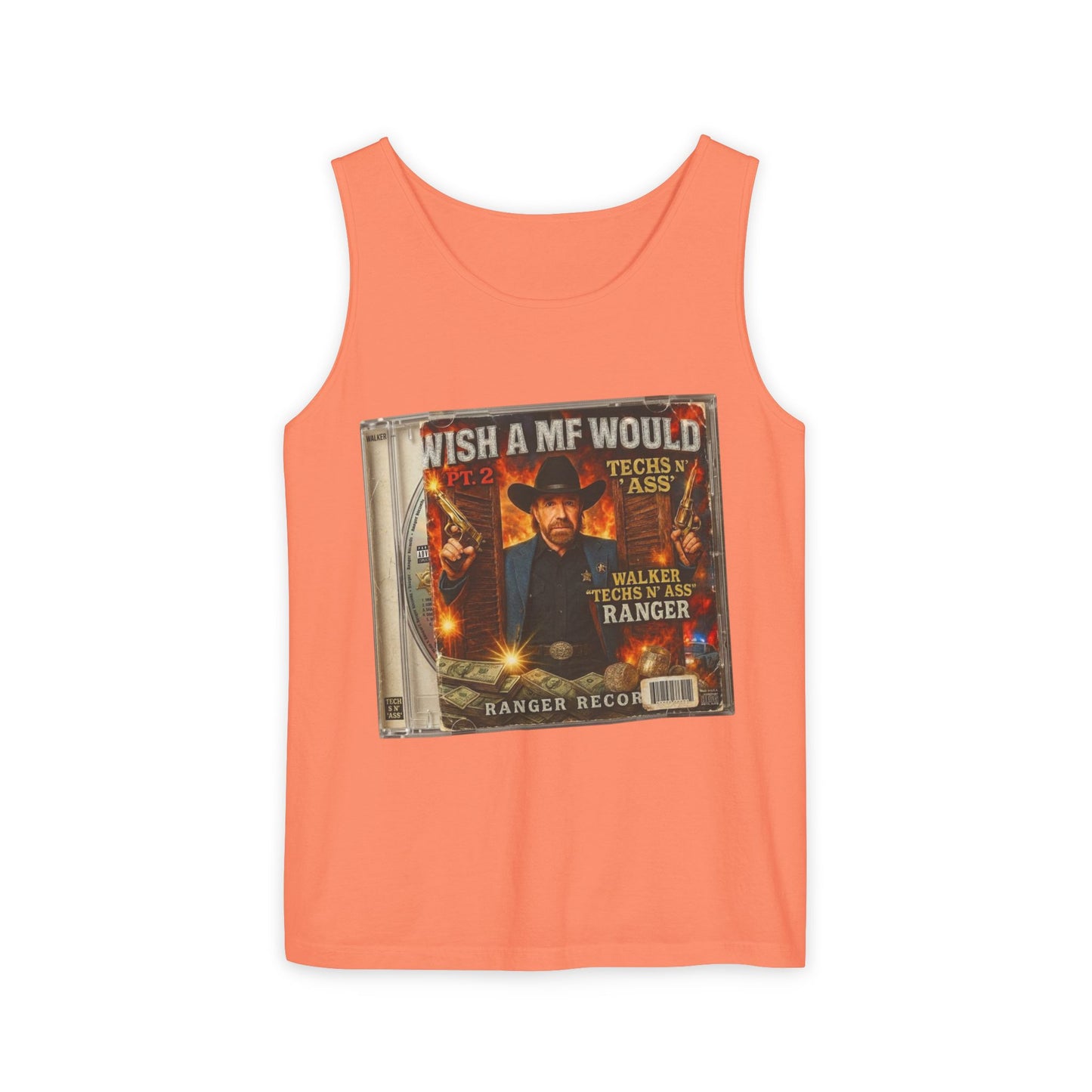 Chuck Norris Mixtape Cover Tank Top — Funny Retro Rap Design