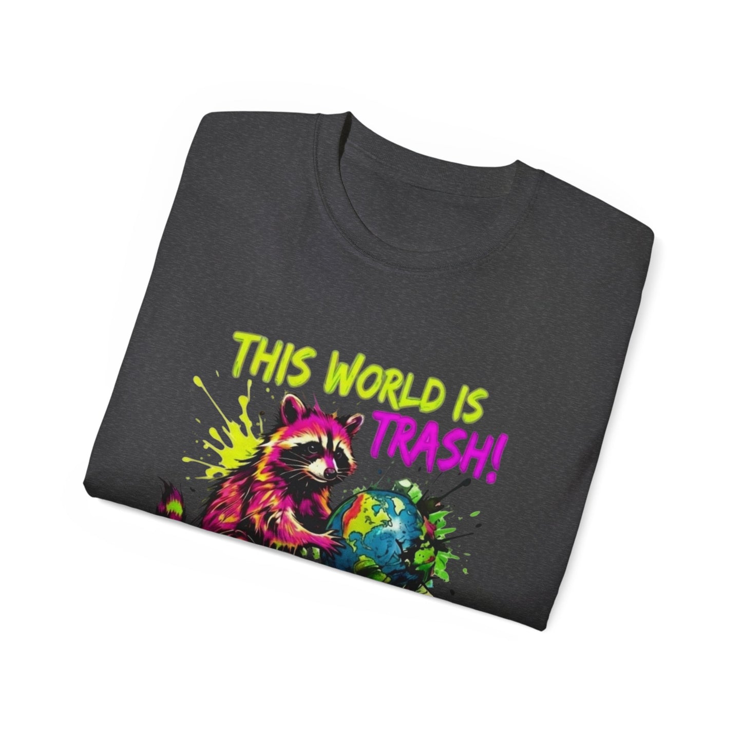 Raccoon Stealing the World Tee — 'Stealing the World' Graphic T-Shirt