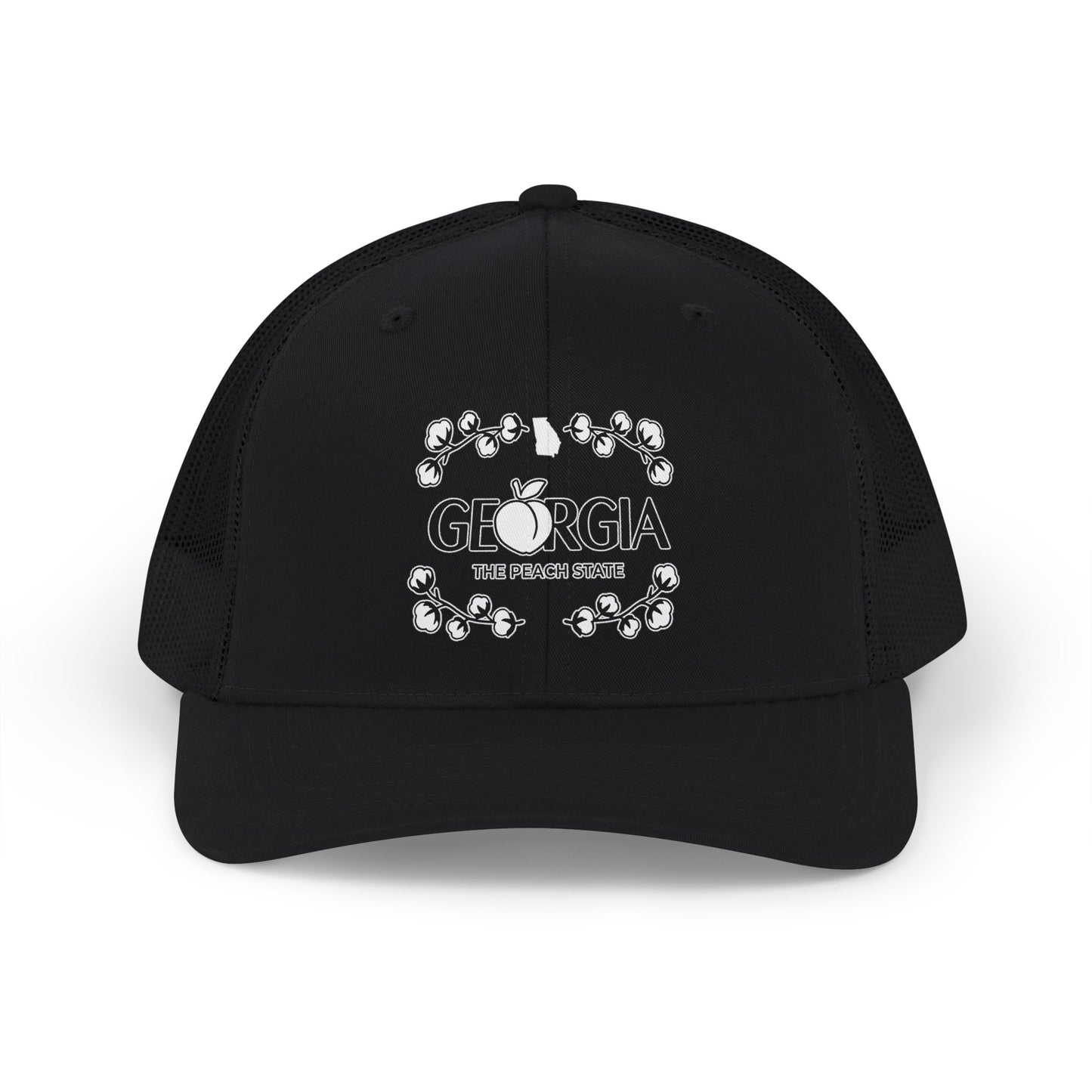 Georgia Peach State snapback, trucker cap | floral script design