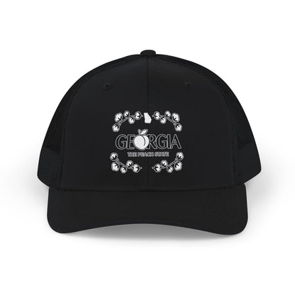 Georgia Peach State snapback, trucker cap | floral script design