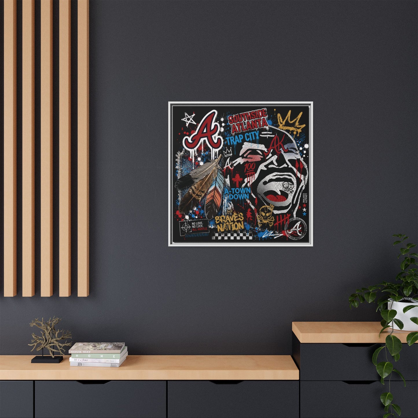 Atlanta Braves Urban Graffiti Matte Canvas Print (Framed)